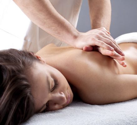 female receiving back massage